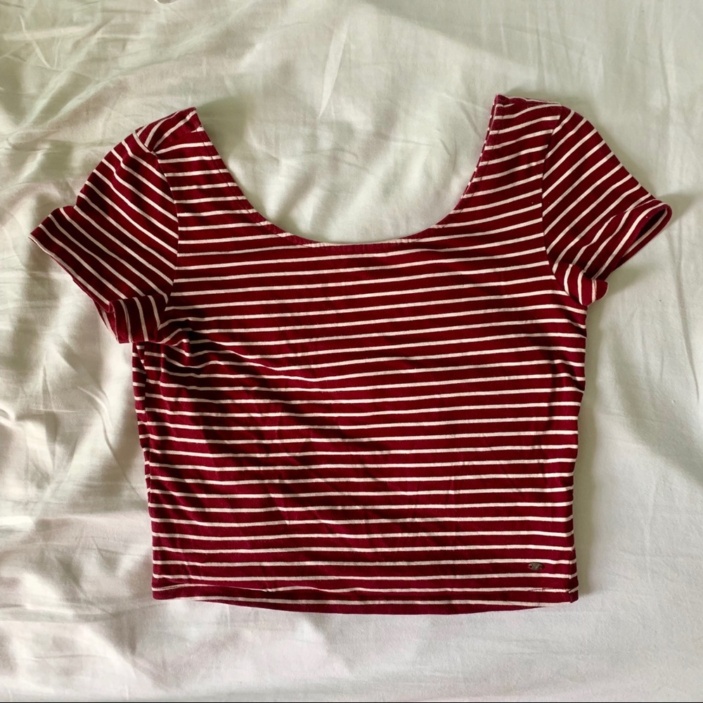Maroon Striped Crop Top